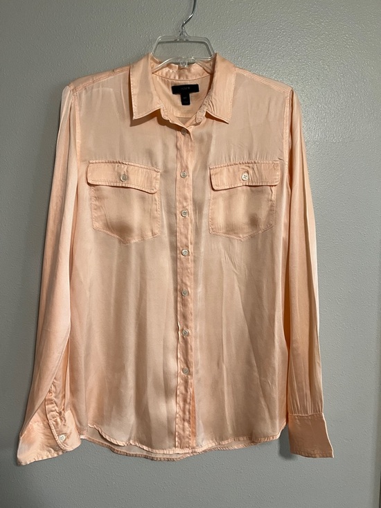 J. Crew Tops - J. Crew Peach Silk Button-Down Shirt